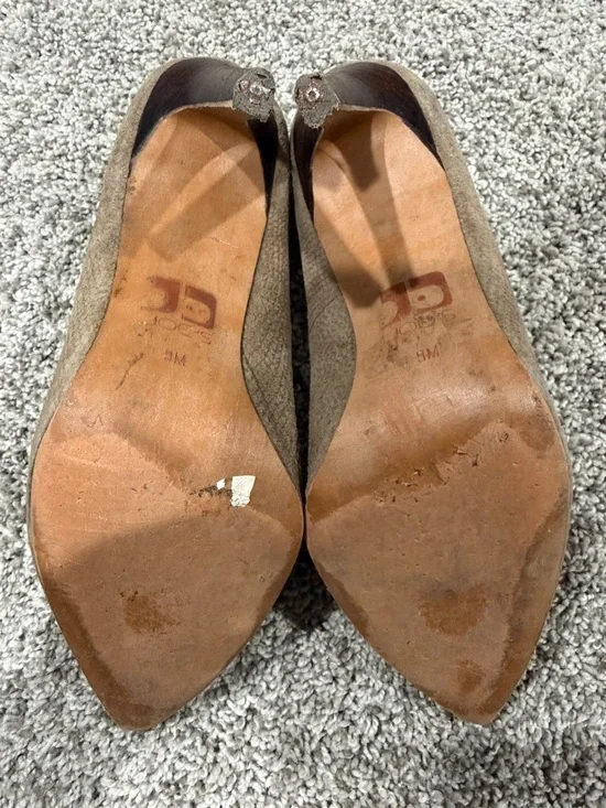 Joe's Jeans Taupe Suede Pointed-Toe Pumps - Picture 3 of 3